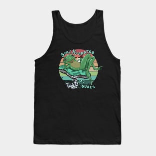 Frog meme 'Stay Hydrated my dudes', cool frog chilling in the sunset Tank Top